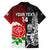 Custom New Zealand And England Rugby Family Matching Off Shoulder Short Dress and Hawaiian Shirt 2023 World Cup All Black Combine Red Roses LT14 - Polynesian Pride