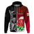 Custom New Zealand And England Rugby Hoodie 2023 World Cup All Black Combine Red Roses LT14 Zip Hoodie Black - Polynesian Pride