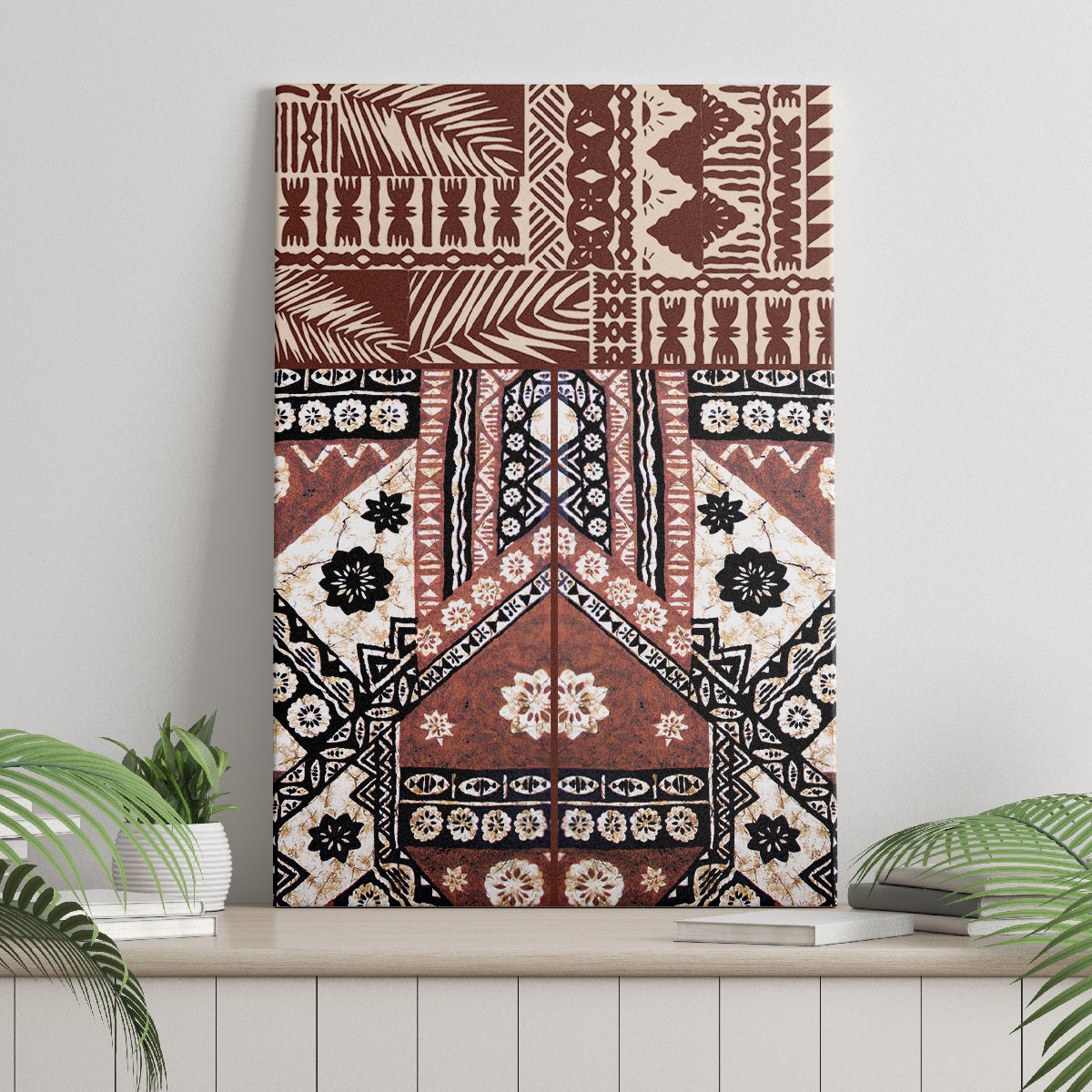 Bula Fiji Canvas Wall Art Unique Masi Tapa Pattern LT14 - Polynesian Pride