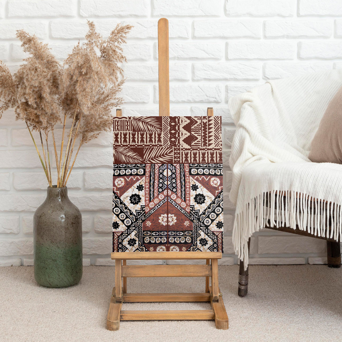 Bula Fiji Canvas Wall Art Unique Masi Tapa Pattern LT14 - Polynesian Pride
