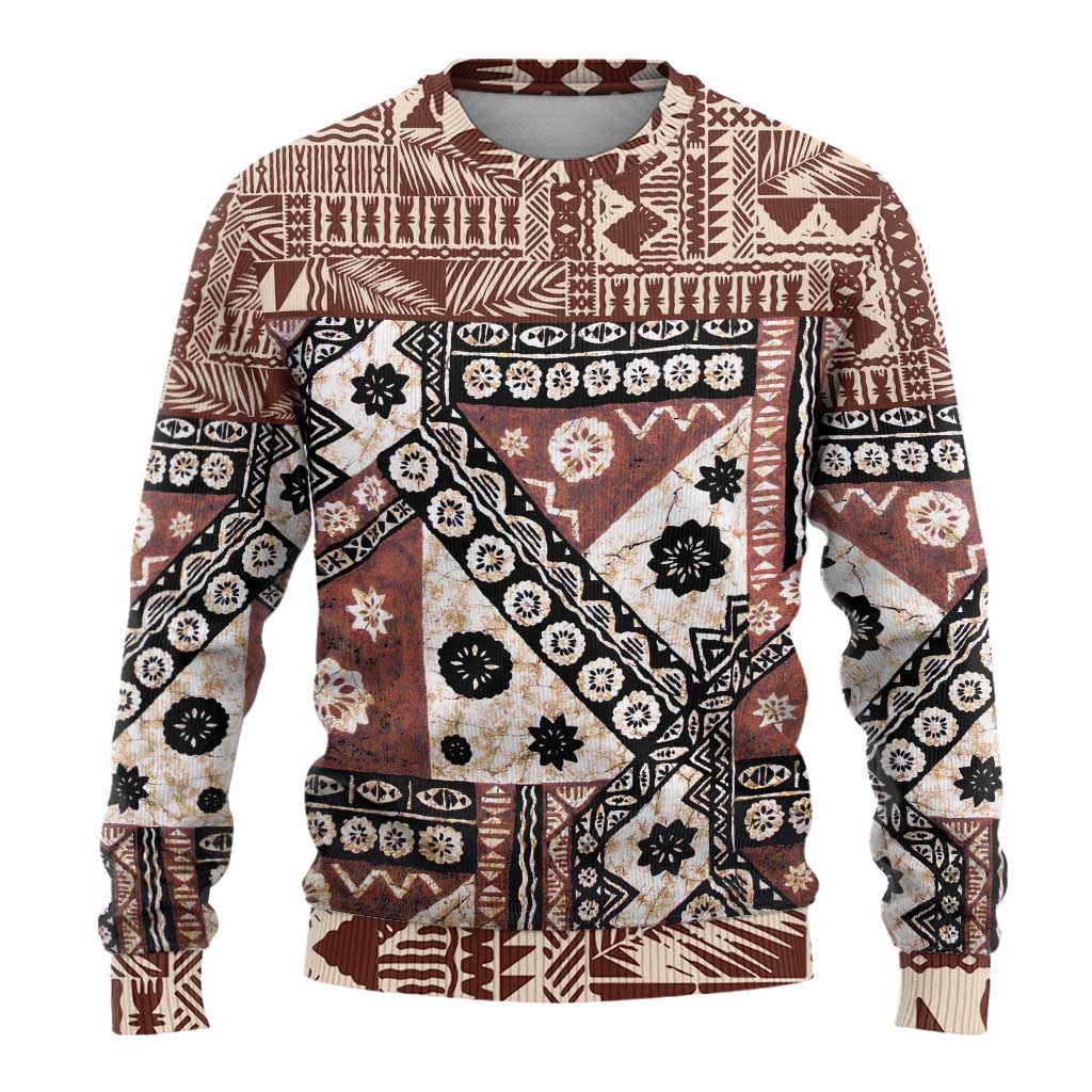 Brown Bula Fiji Ugly Christmas Sweater Unique Masi Tapa Pattern LT14 - Polynesian Pride