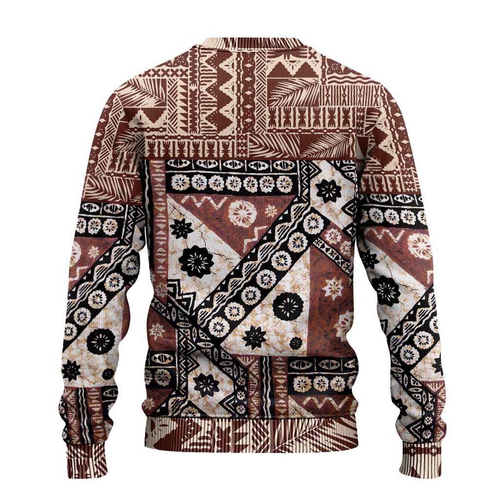 Brown Bula Fiji Ugly Christmas Sweater Unique Masi Tapa Pattern LT14 - Polynesian Pride