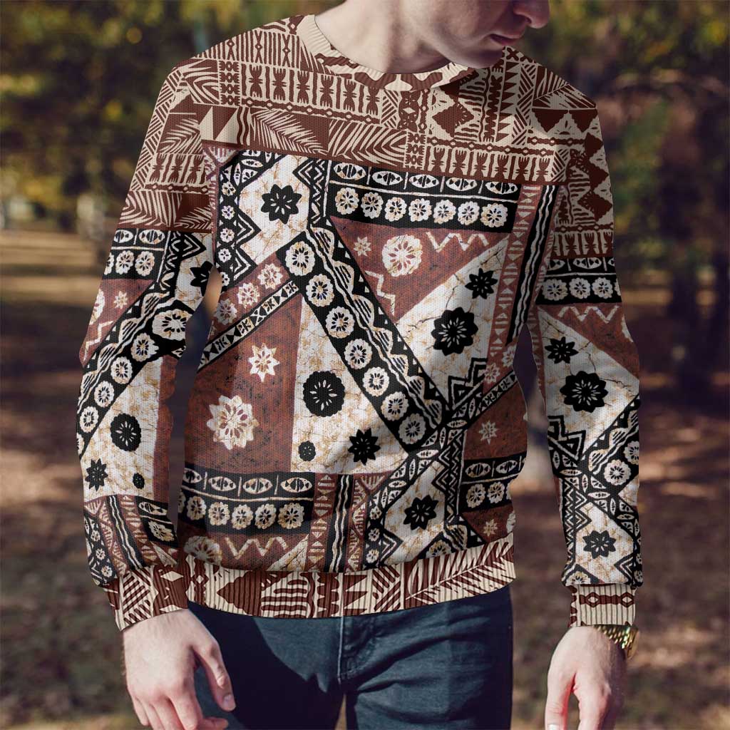 Brown Bula Fiji Ugly Christmas Sweater Unique Masi Tapa Pattern LT14 - Polynesian Pride