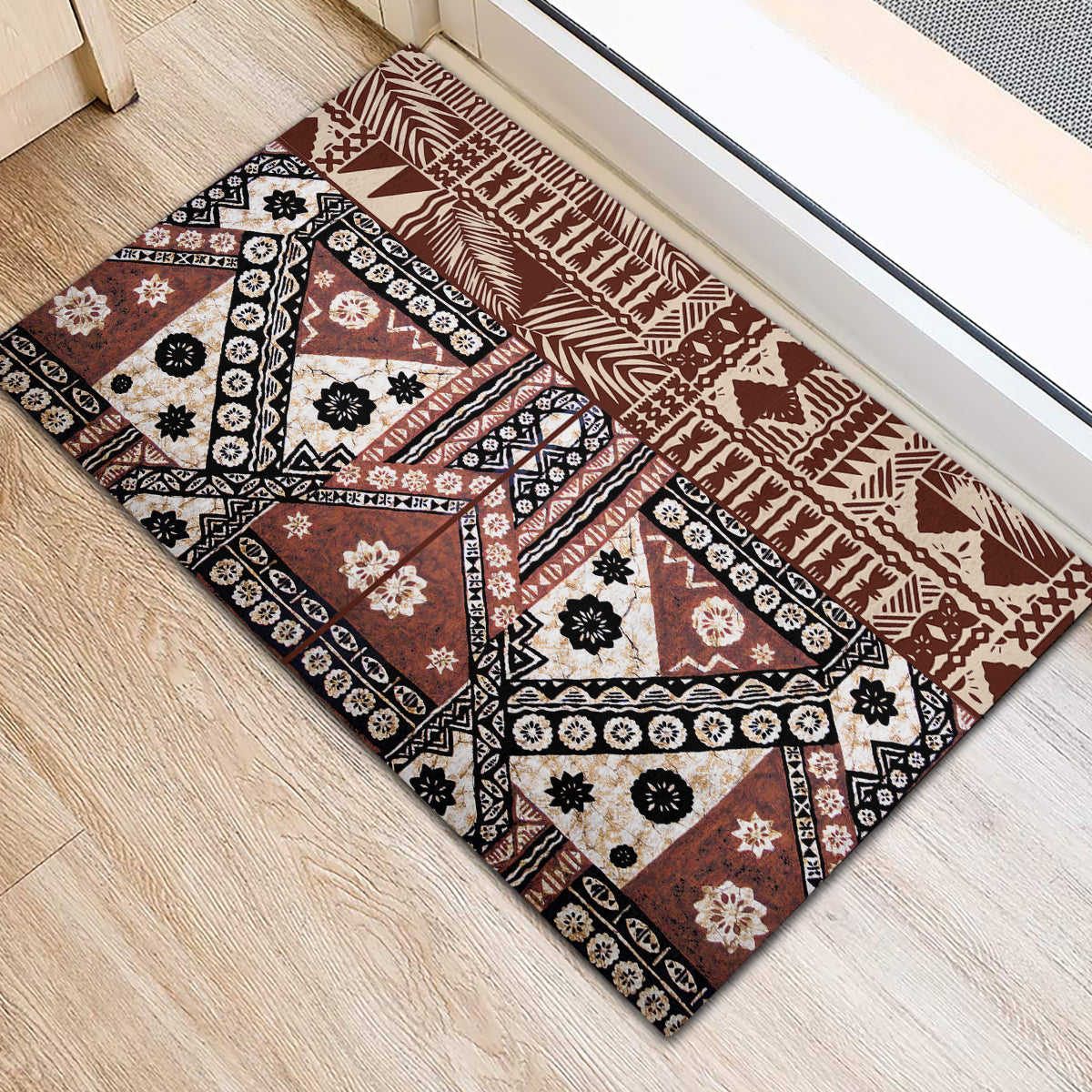 Bula Fiji Rubber Doormat Unique Masi Tapa Pattern LT14 - Polynesian Pride