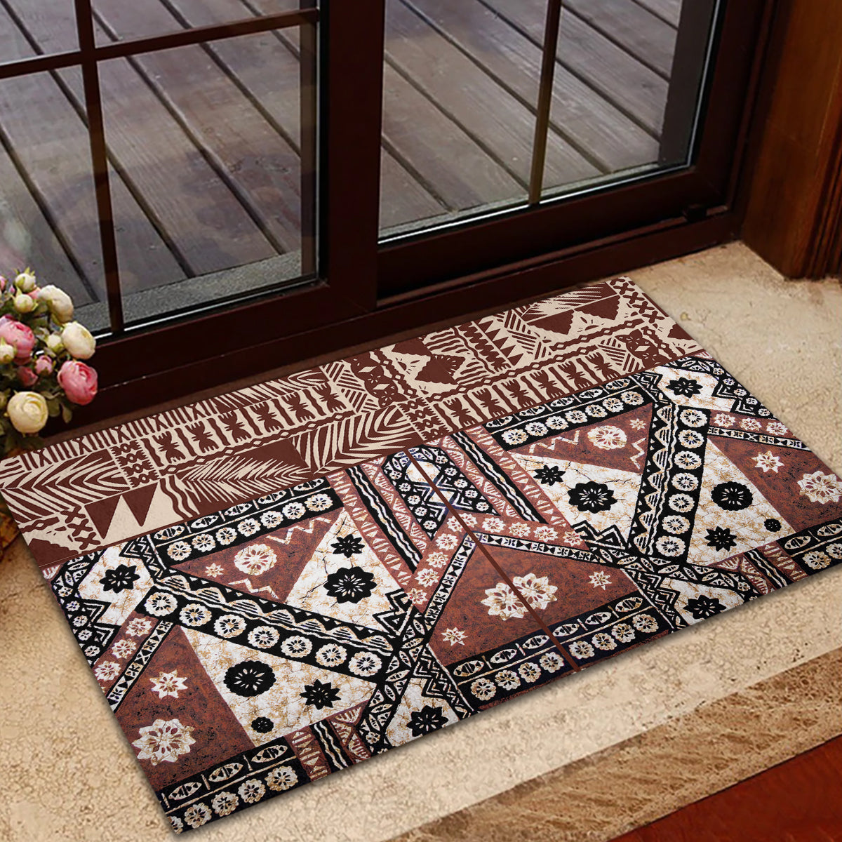 Bula Fiji Rubber Doormat Unique Masi Tapa Pattern LT14 - Polynesian Pride