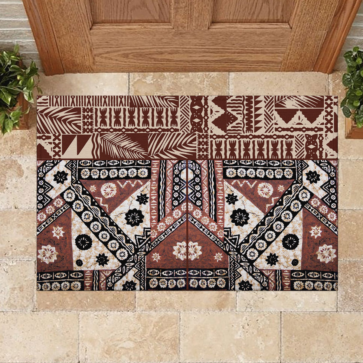 Bula Fiji Rubber Doormat Unique Masi Tapa Pattern LT14 - Polynesian Pride