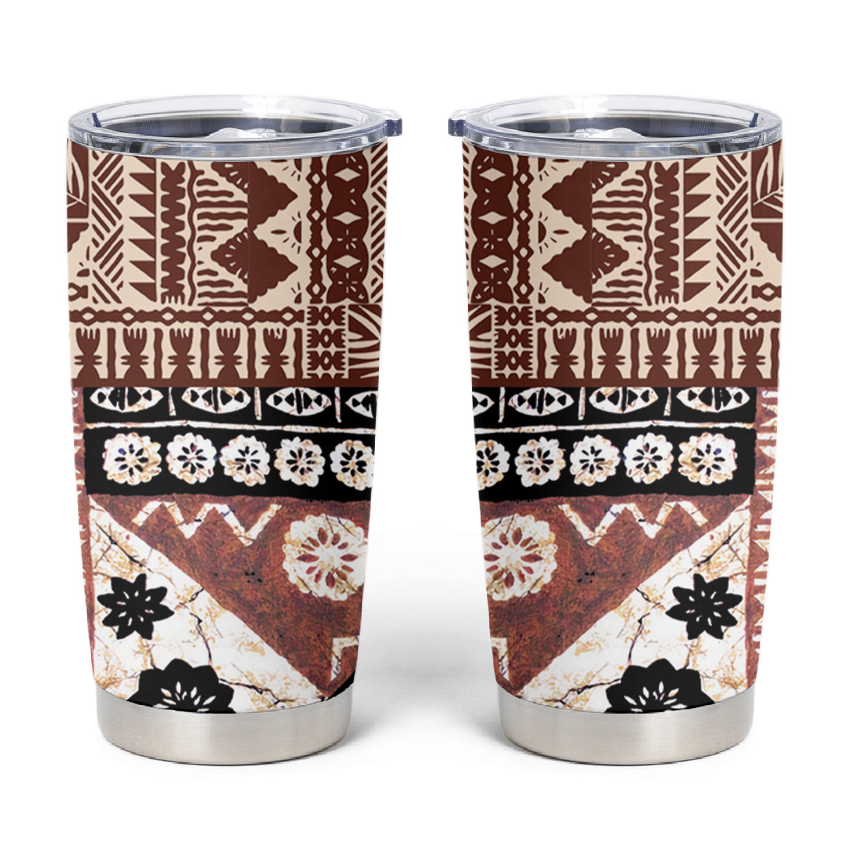 Bula Fiji Tumbler Cup Unique Masi Tapa Pattern