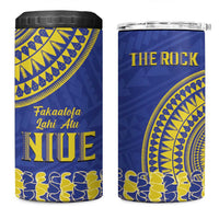 Fakaalofa Lahi Atu Niue 4 in 1 Can Cooler Tumbler Siapo Pattern With Puakenikeni