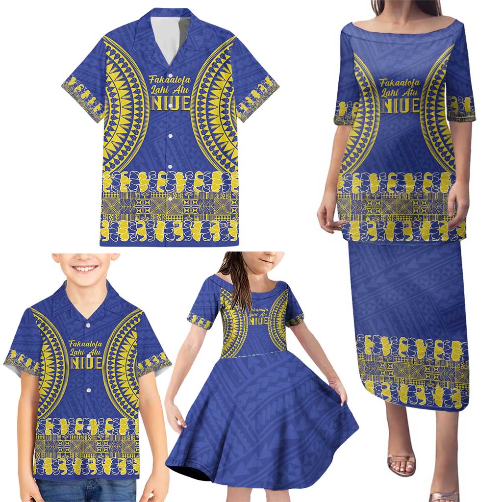 Fakaalofa Lahi Atu Niue Family Matching Puletasi and Hawaiian Shirt Siapo Pattern With Puakenikeni LT14 - Polynesian Pride