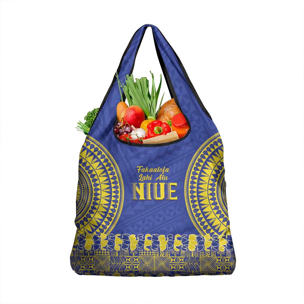 Fakaalofa Lahi Atu Niue Grocery Bag Siapo Pattern With Puakenikeni