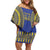 Fakaalofa Lahi Atu Niue Off Shoulder Short Dress Siapo Pattern With Puakenikeni