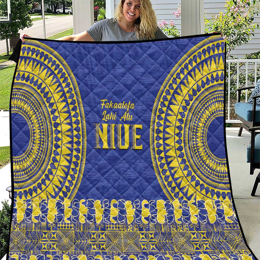 Fakaalofa Lahi Atu Niue Quilt Siapo Pattern With Puakenikeni LT14 Blue - Polynesian Pride