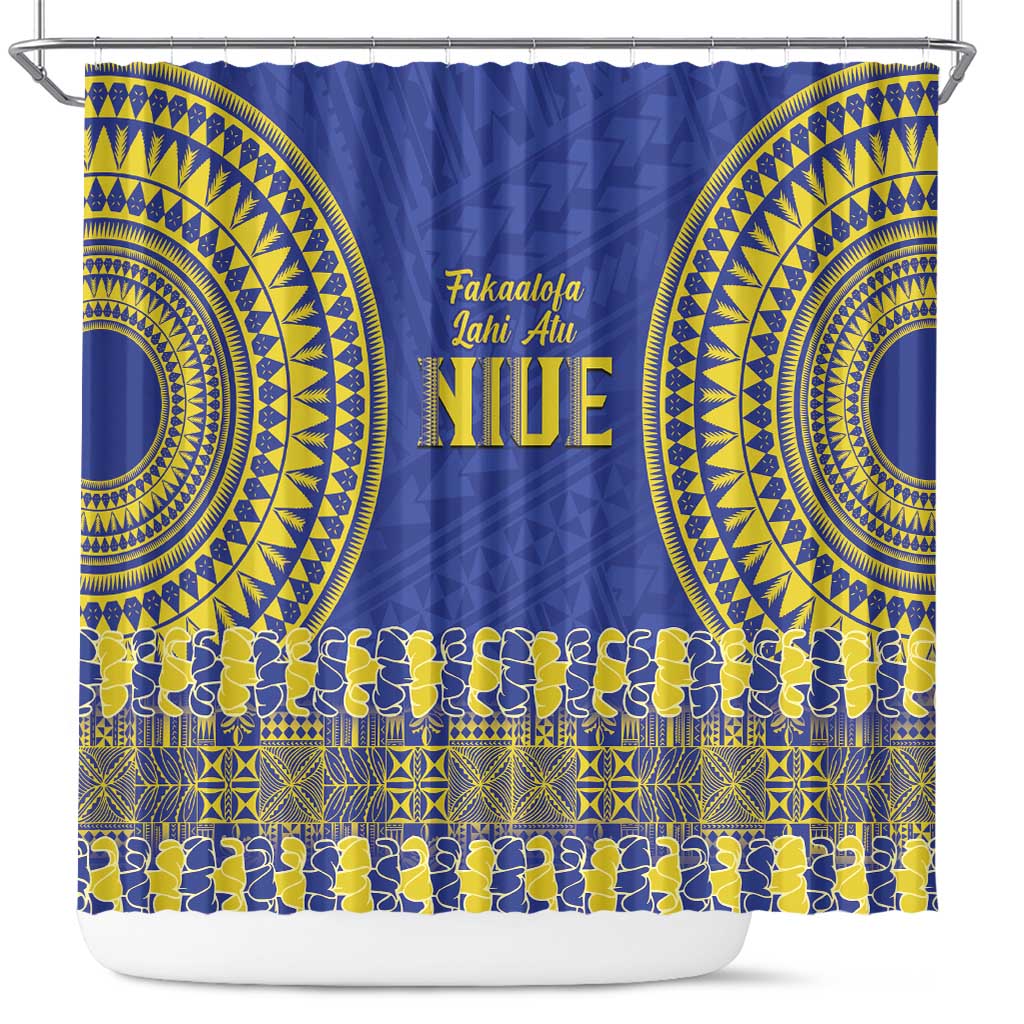 Fakaalofa Lahi Atu Niue Shower Curtain Siapo Pattern With Puakenikeni