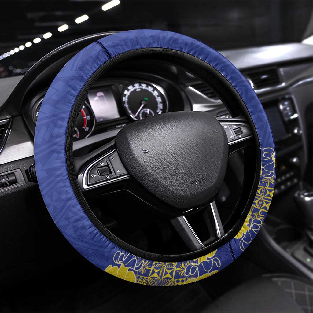 Fakaalofa Lahi Atu Niue Steering Wheel Cover Siapo Pattern With Puakenikeni