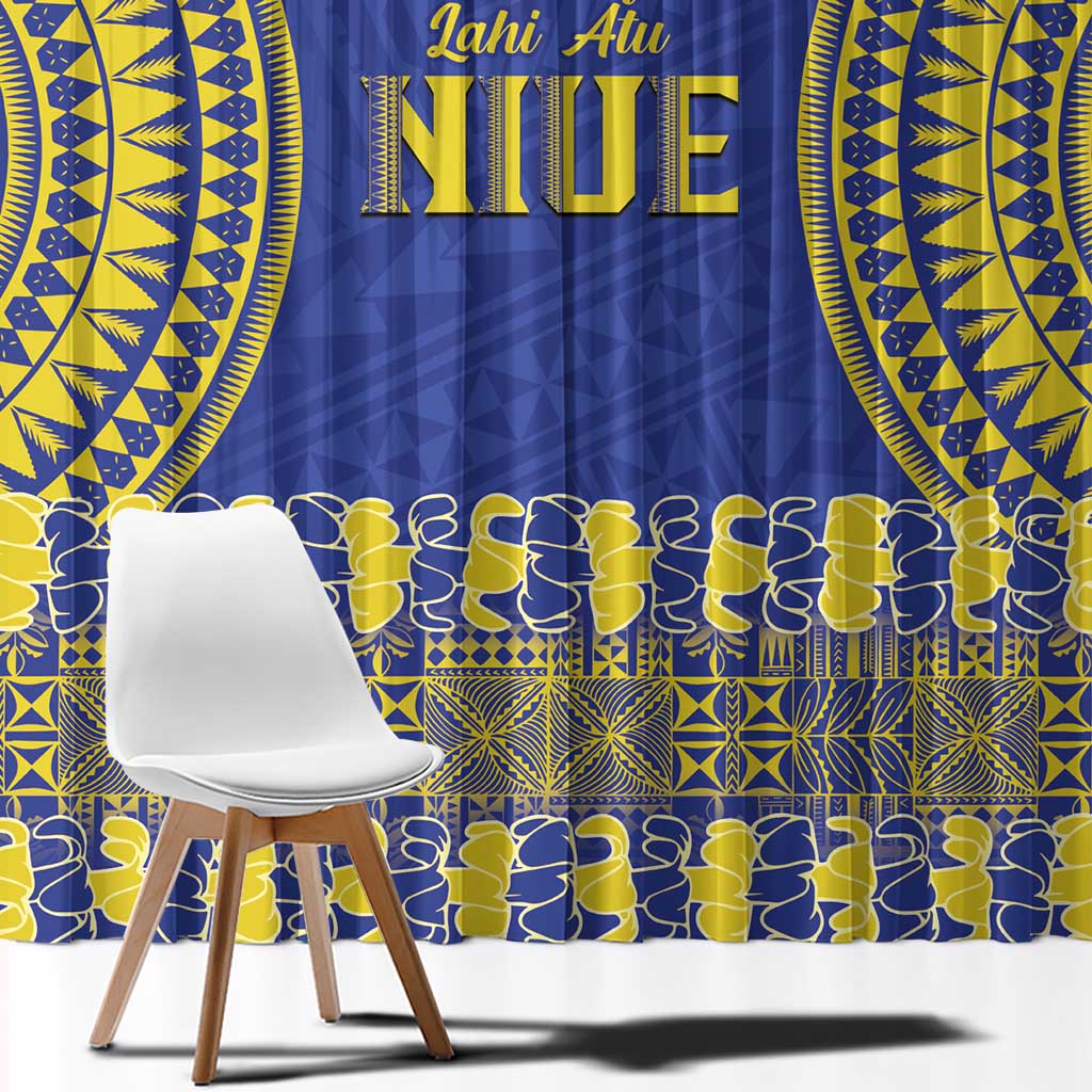 Fakaalofa Lahi Atu Niue Window Curtain Siapo Pattern With Puakenikeni