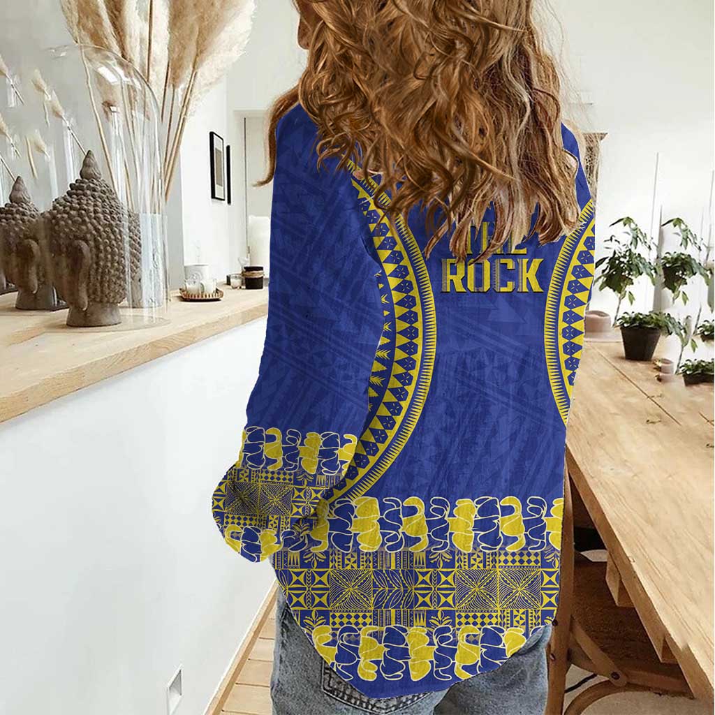 Fakaalofa Lahi Atu Niue Women Casual Shirt Siapo Pattern With Puakenikeni LT14 - Polynesian Pride