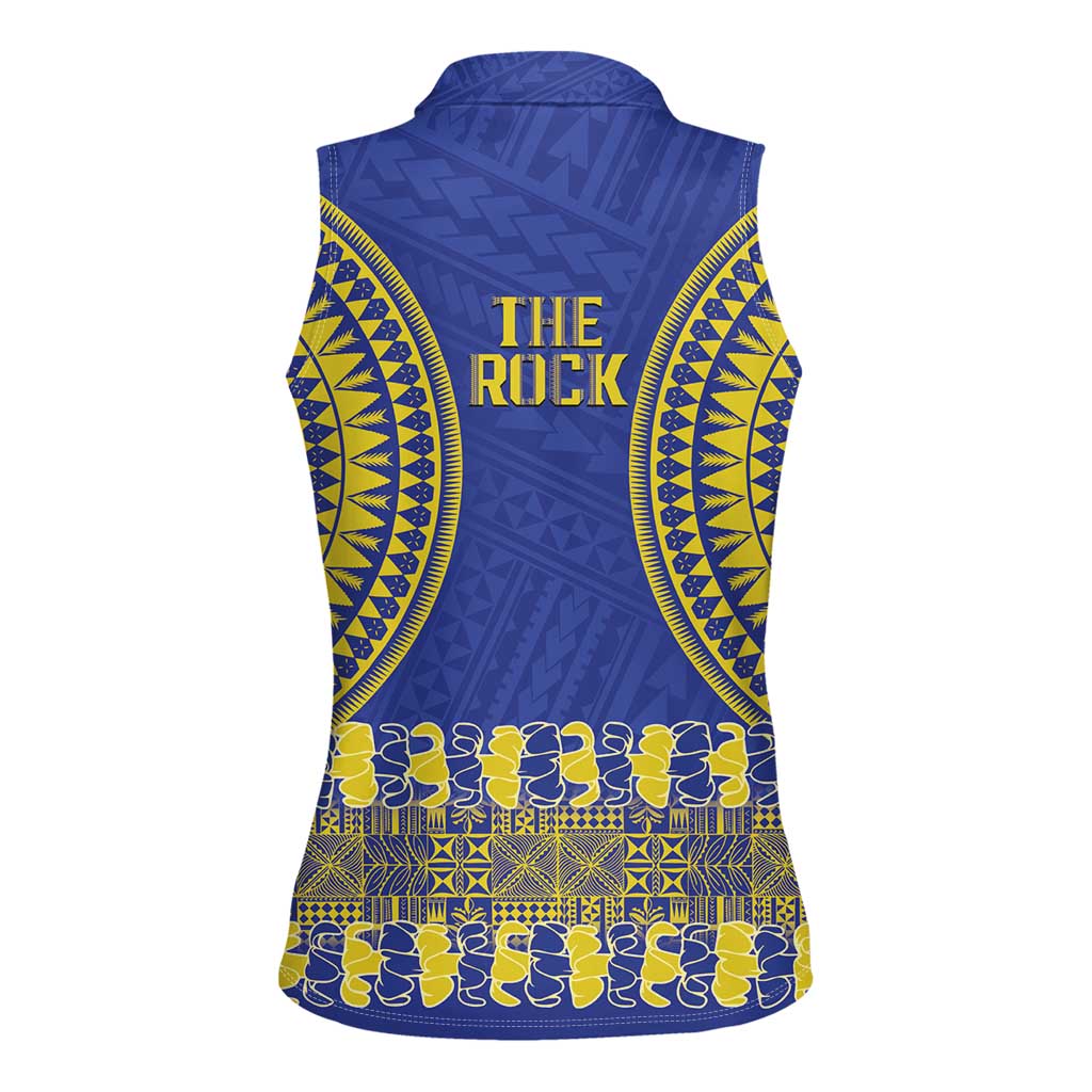 Fakaalofa Lahi Atu Niue Women Sleeveless Polo Shirt Siapo Pattern With Puakenikeni LT14 - Polynesian Pride
