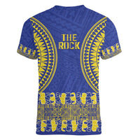 Fakaalofa Lahi Atu Niue Women V-Neck T-Shirt Siapo Pattern With Puakenikeni