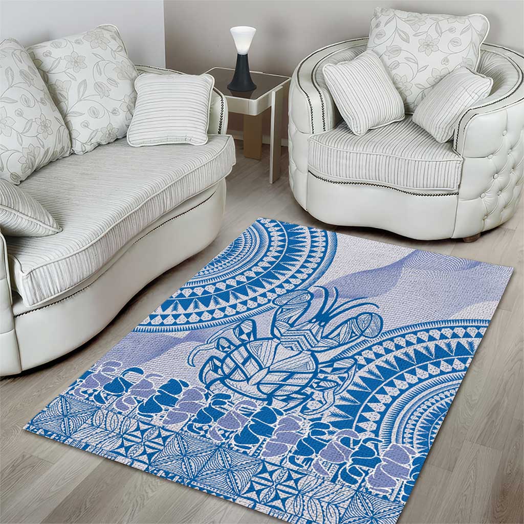 Niue Language Week Area Rug The Rock Coconut Crab - Siapo Blue Pastel