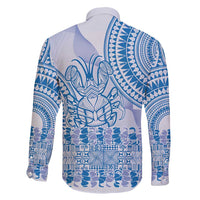 Niue Language Week Family Matching Puletasi and Hawaiian Shirt The Rock Coconut Crab - Siapo Blue Pastel LT14 - Polynesian Pride
