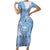 Niue Language Week Family Matching Short Sleeve Bodycon Dress and Hawaiian Shirt The Rock Coconut Crab - Siapo Blue Pastel