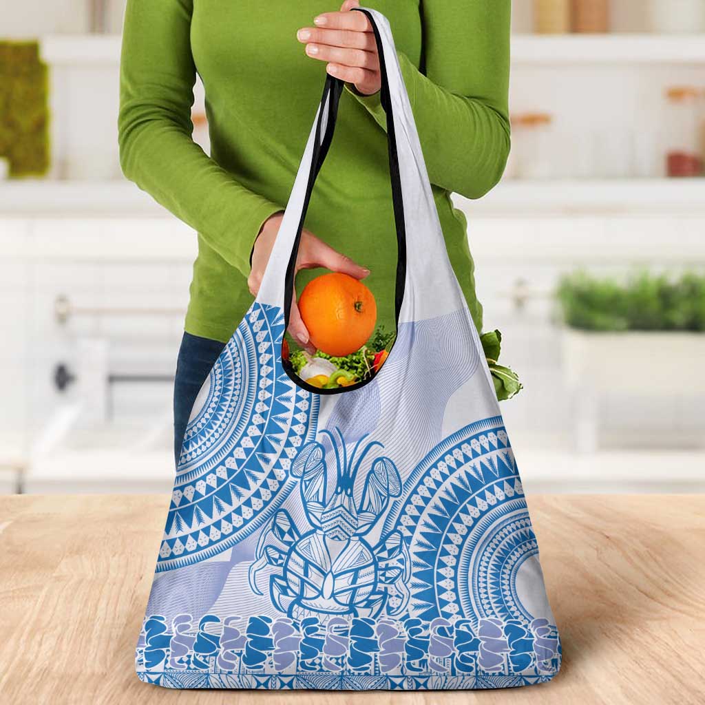 Niue Language Week Grocery Bag The Rock Coconut Crab - Siapo Blue Pastel