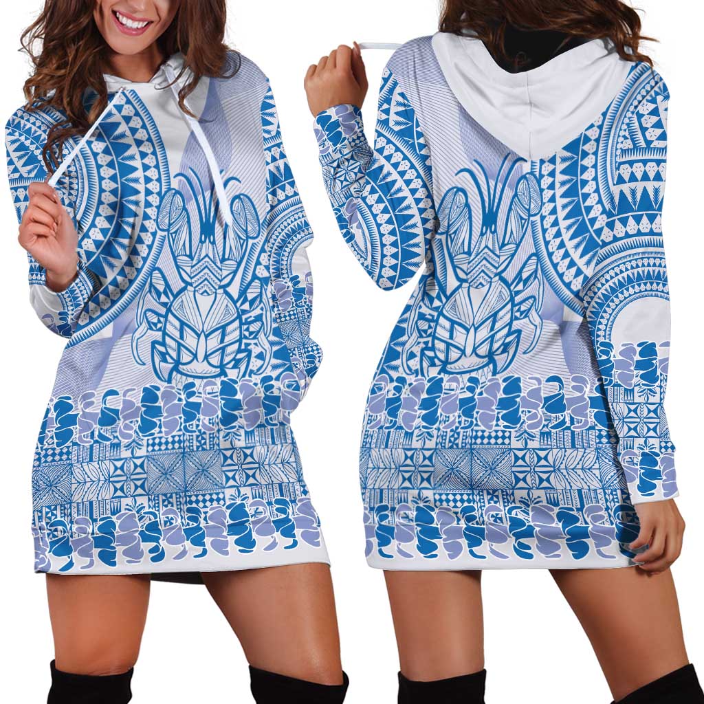 Niue Language Week Hoodie Dress The Rock Coconut Crab - Siapo Blue Pastel