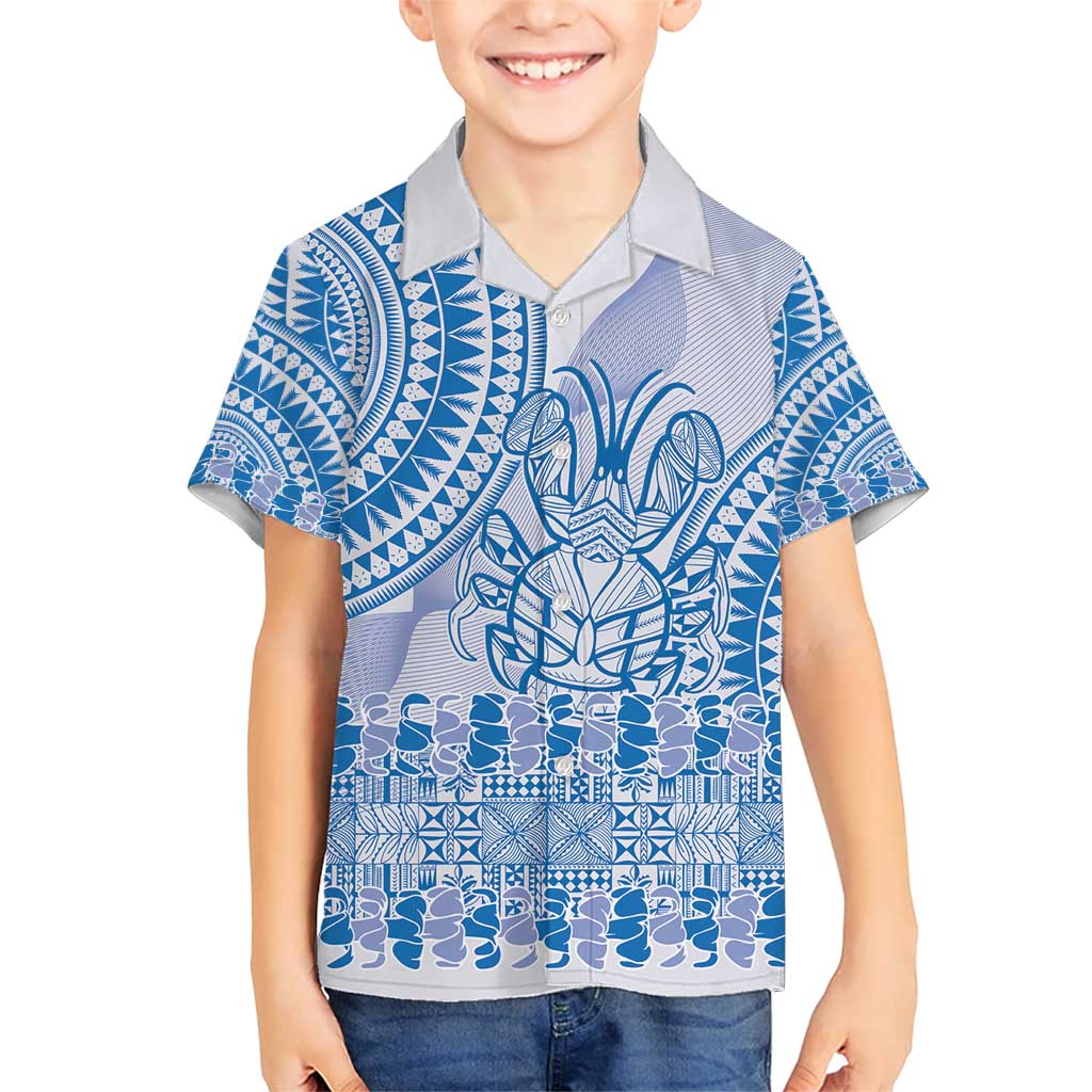 Niue Language Week Kid Hawaiian Shirt The Rock Coconut Crab - Siapo Blue Pastel LT14 Kid Blue - Polynesian Pride