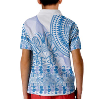 Niue Language Week Kid Polo Shirt The Rock Coconut Crab - Siapo Blue Pastel LT14 - Polynesian Pride