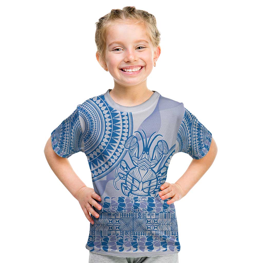 Niue Language Week Kid T Shirt The Rock Coconut Crab - Siapo Blue Pastel LT14 Blue - Polynesian Pride