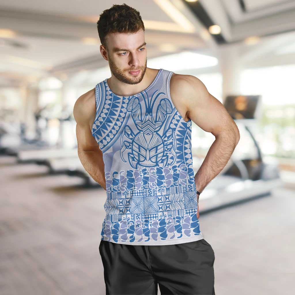 Niue Language Week Men Tank Top The Rock Coconut Crab - Siapo Blue Pastel LT14 Blue - Polynesian Pride