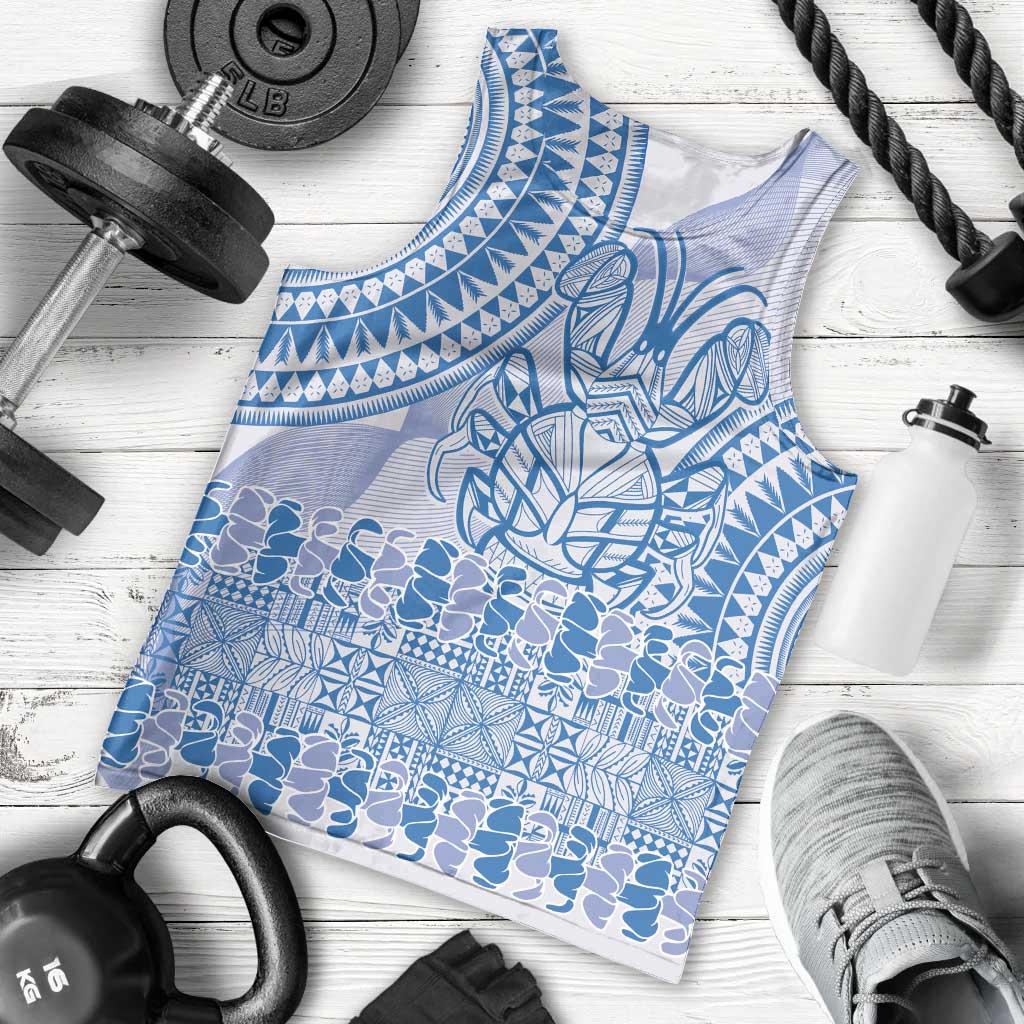 Niue Language Week Men Tank Top The Rock Coconut Crab - Siapo Blue Pastel LT14 - Polynesian Pride
