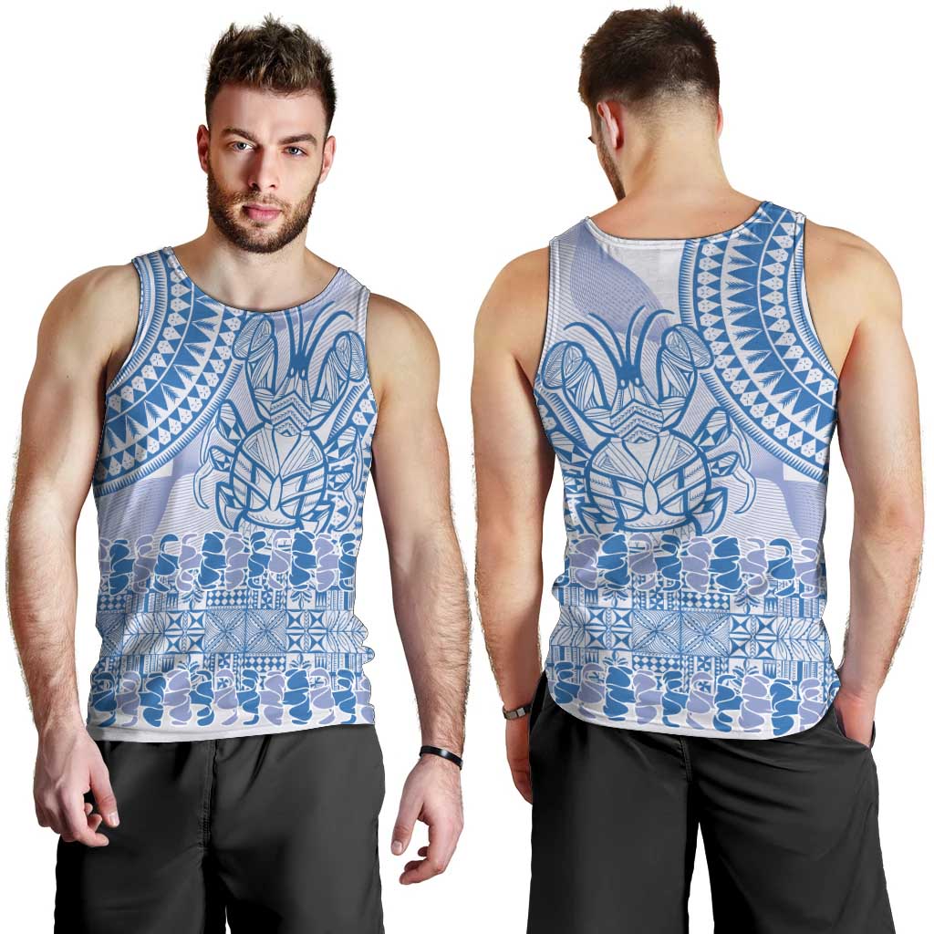 Niue Language Week Men Tank Top The Rock Coconut Crab - Siapo Blue Pastel LT14 - Polynesian Pride