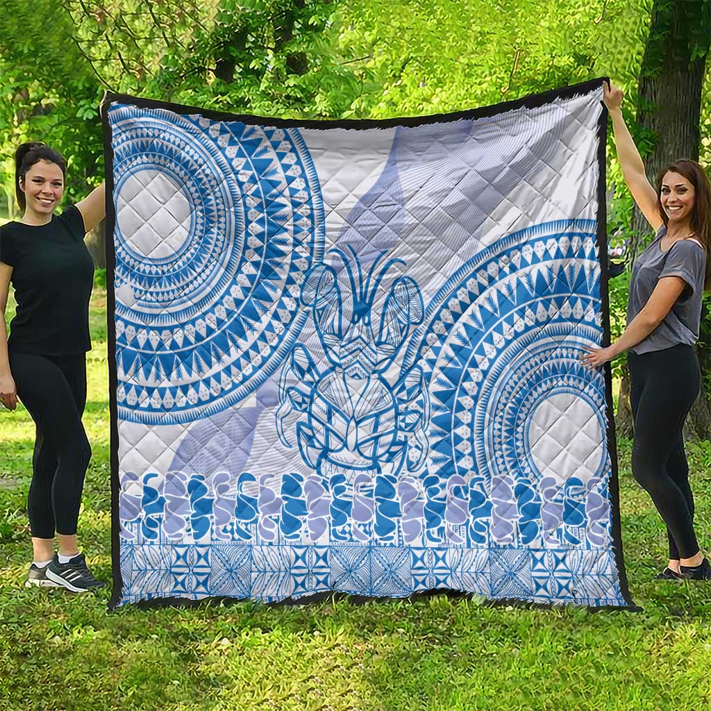 Niue Language Week Quilt The Rock Coconut Crab - Siapo Blue Pastel LT14 - Polynesian Pride