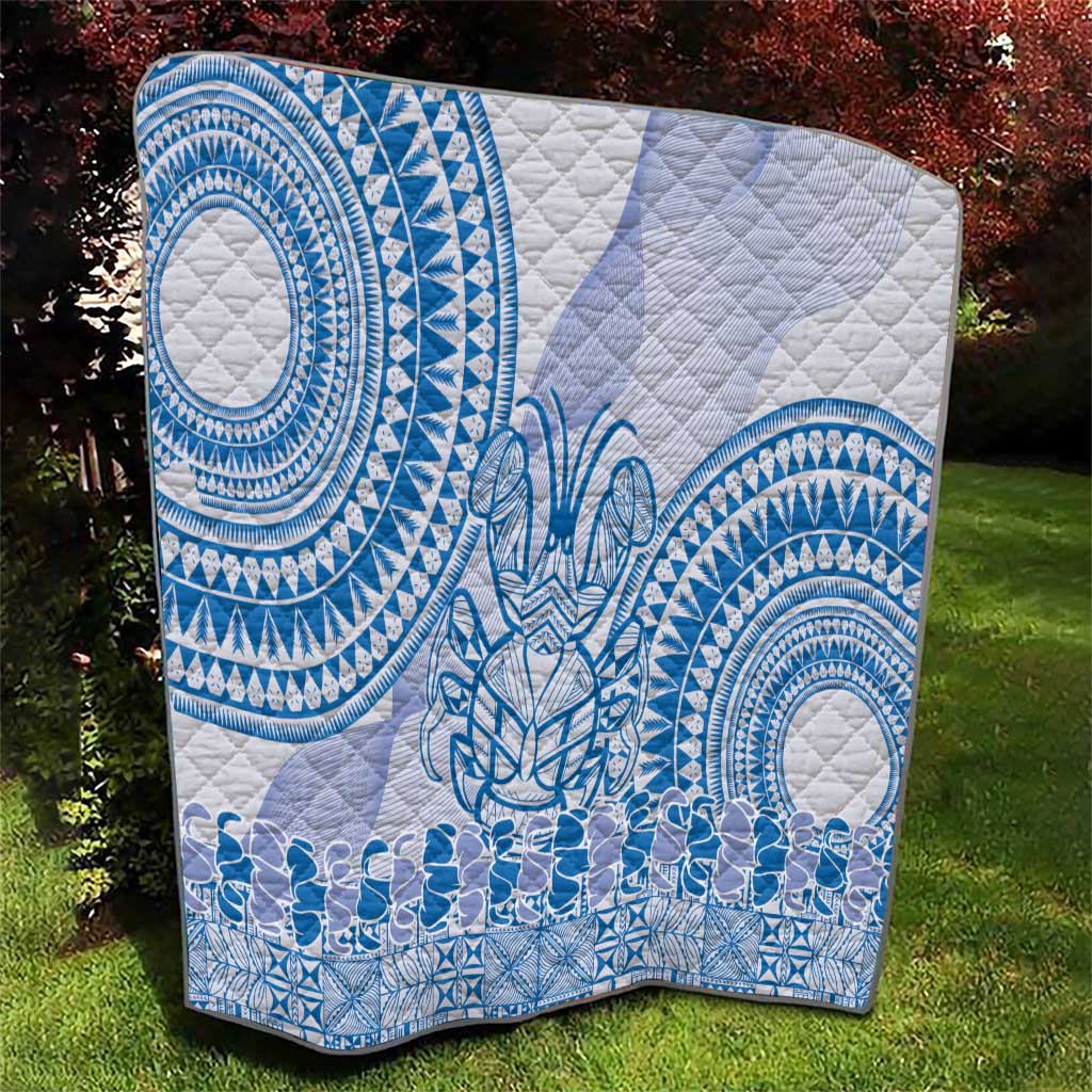 Niue Language Week Quilt The Rock Coconut Crab - Siapo Blue Pastel LT14 - Polynesian Pride