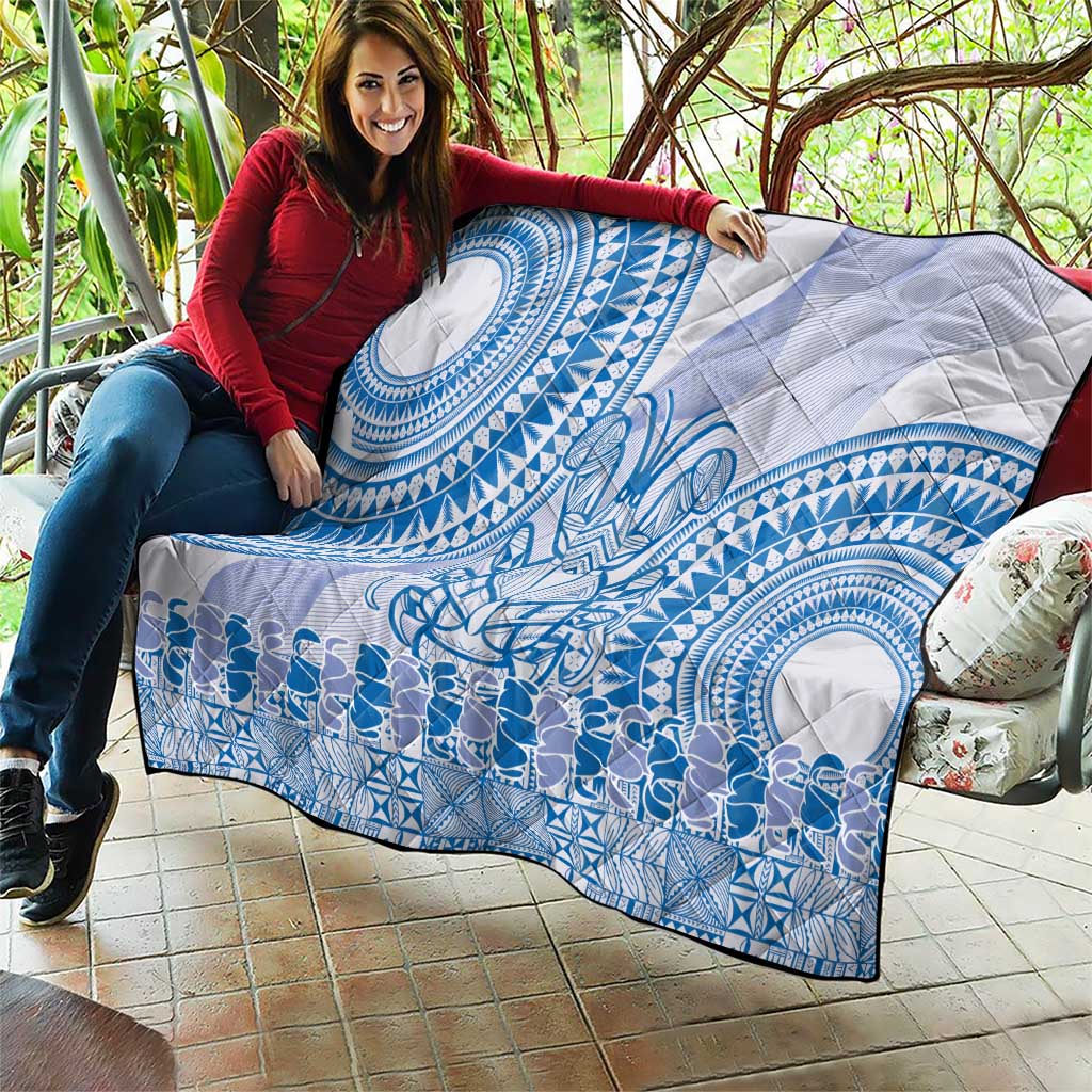 Niue Language Week Quilt The Rock Coconut Crab - Siapo Blue Pastel LT14 - Polynesian Pride