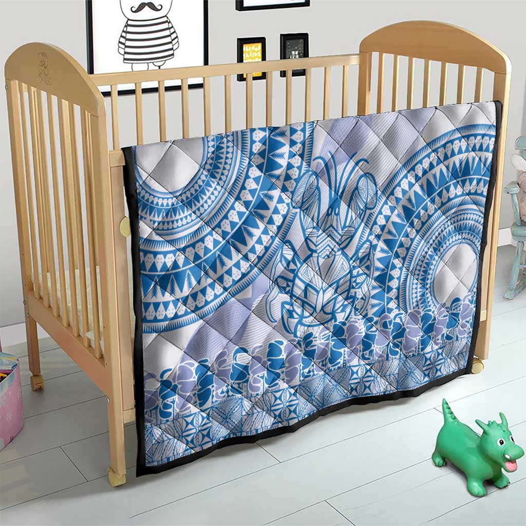 Niue Language Week Quilt The Rock Coconut Crab - Siapo Blue Pastel LT14 - Polynesian Pride