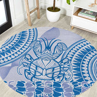 Niue Language Week Round Carpet The Rock Coconut Crab - Siapo Blue Pastel