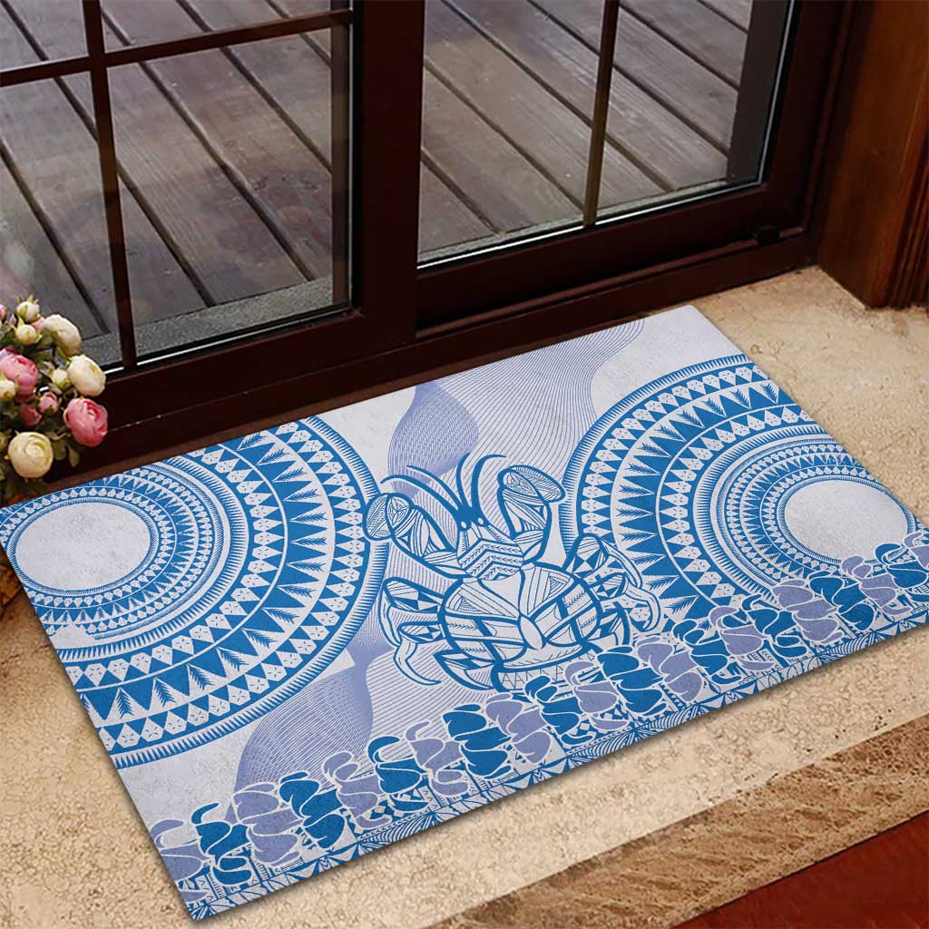 Niue Language Week Rubber Doormat The Rock Coconut Crab - Siapo Blue Pastel