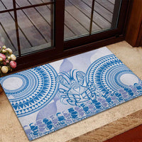 Niue Language Week Rubber Doormat The Rock Coconut Crab - Siapo Blue Pastel