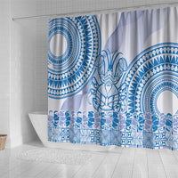 Niue Language Week Shower Curtain The Rock Coconut Crab - Siapo Blue Pastel LT14 - Polynesian Pride