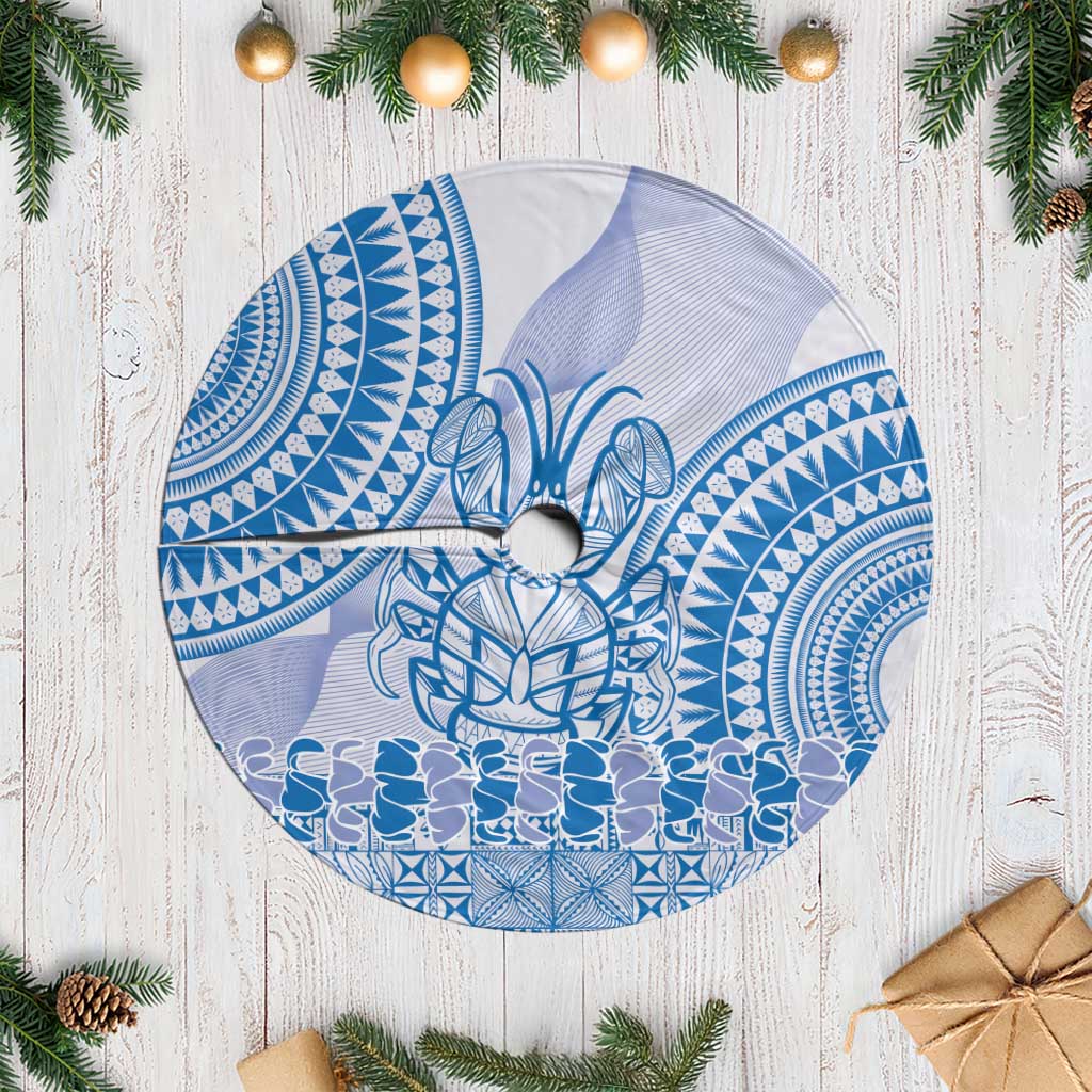 Niue Language Week Tree Skirt The Rock Coconut Crab - Siapo Blue Pastel