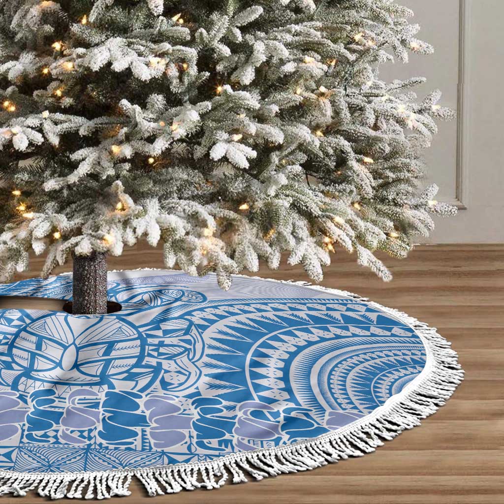 Niue Language Week Tree Skirt The Rock Coconut Crab - Siapo Blue Pastel