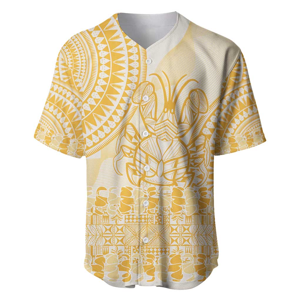 Niue Language Week Baseball Jersey The Rock Coconut Crab - Siapo Gold Pastel LT14 Gold - Polynesian Pride