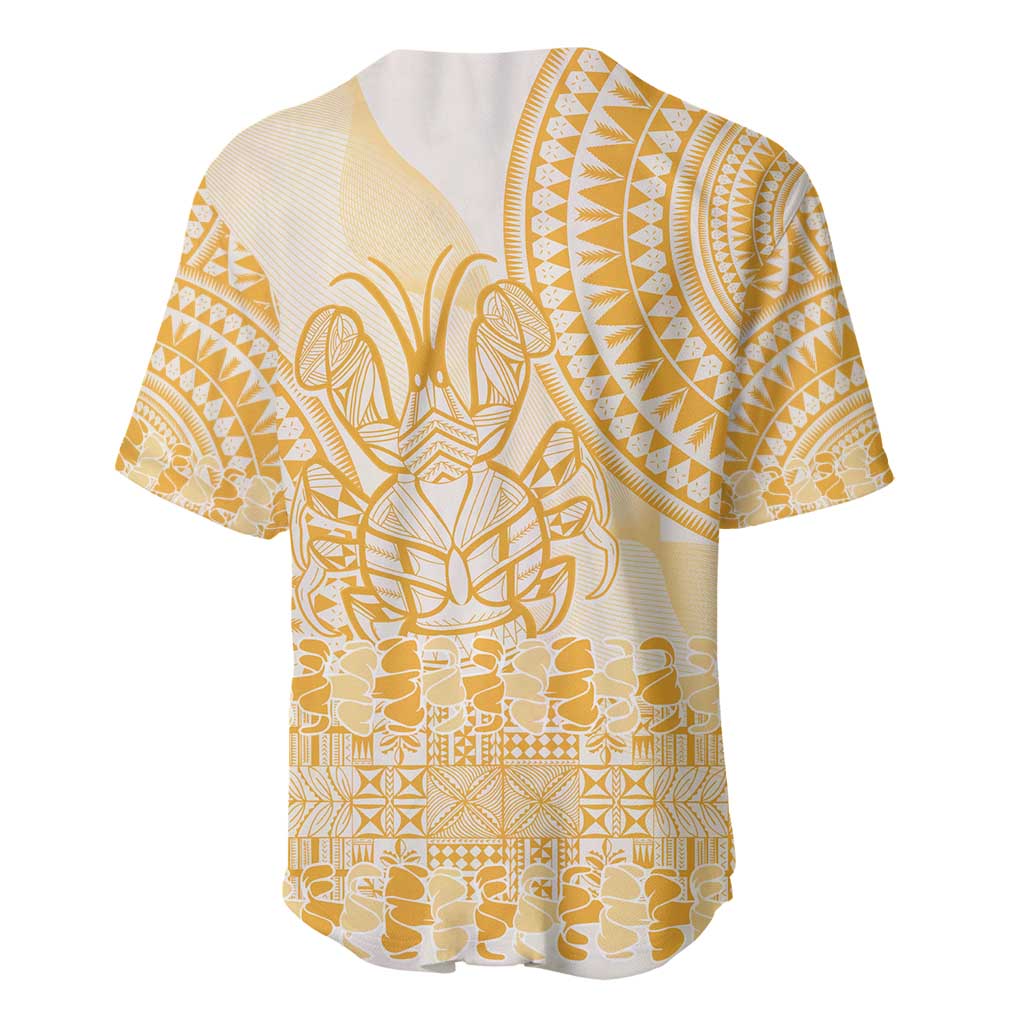 Niue Language Week Baseball Jersey The Rock Coconut Crab - Siapo Gold Pastel LT14 - Polynesian Pride