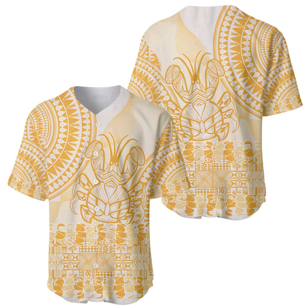 Niue Language Week Baseball Jersey The Rock Coconut Crab - Siapo Gold Pastel LT14 - Polynesian Pride