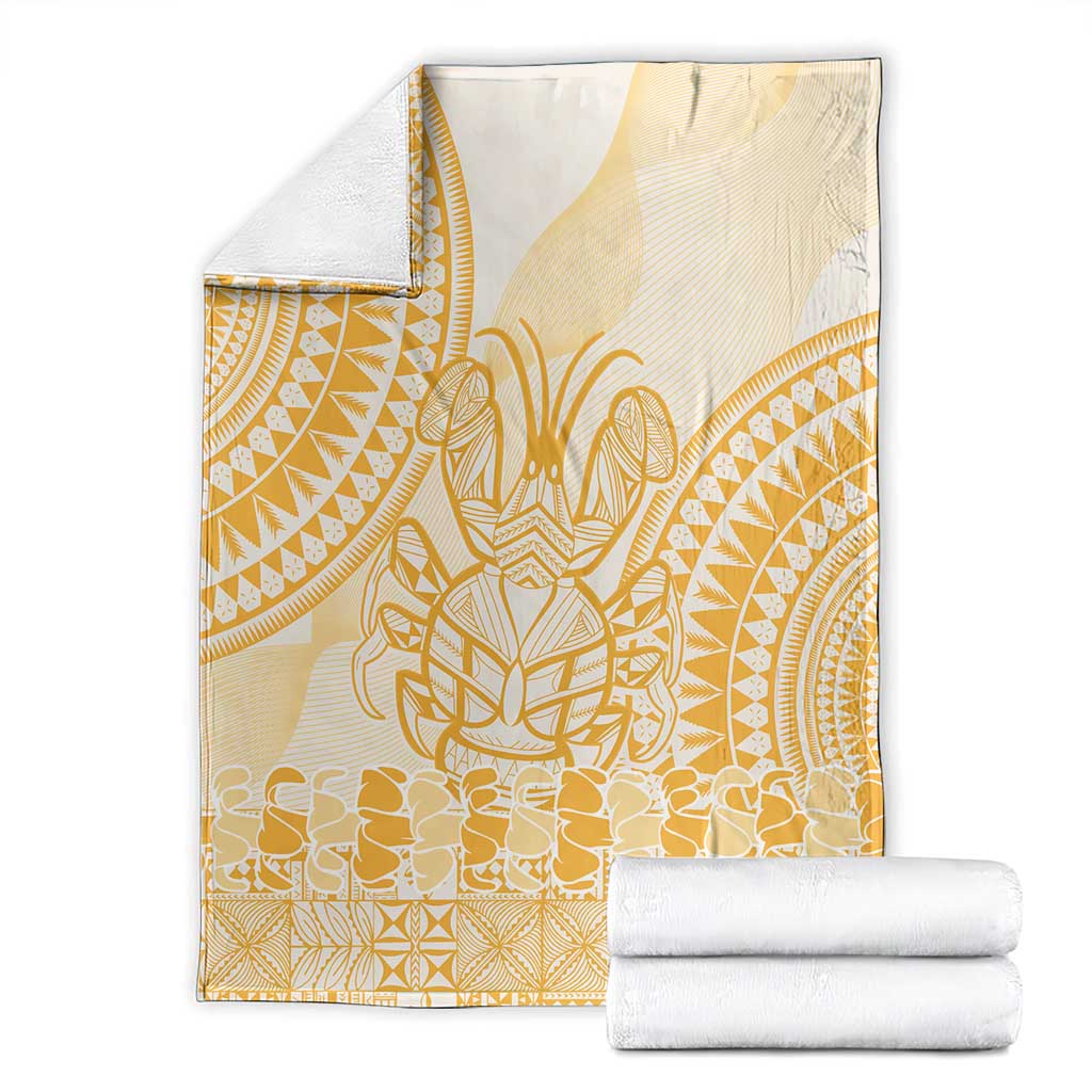 Niue Language Week Blanket The Rock Coconut Crab - Siapo Gold Pastel