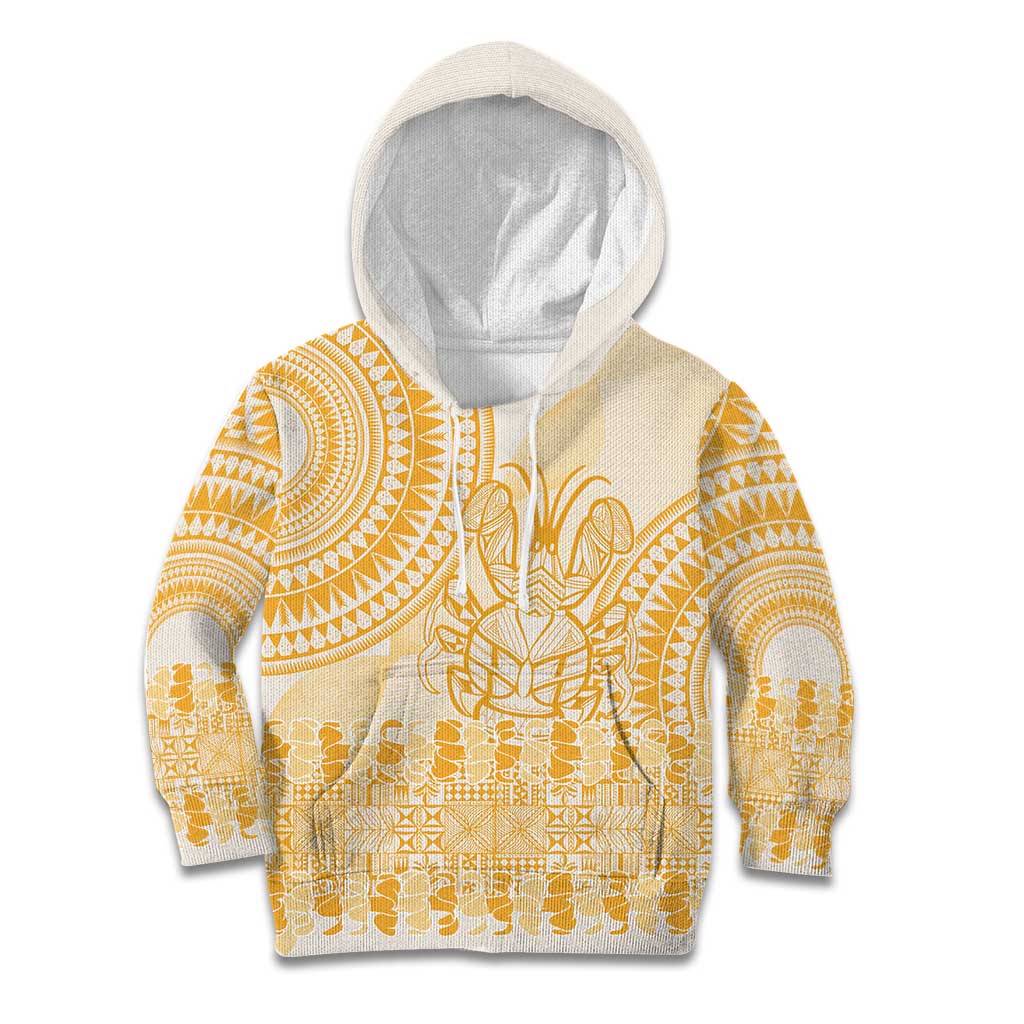 Niue Language Week Kid Hoodie The Rock Coconut Crab - Siapo Gold Pastel