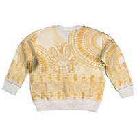 Niue Language Week Kid Ugly Christmas Sweater The Rock Coconut Crab - Siapo Gold Pastel LT14 - Polynesian Pride