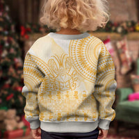 Niue Language Week Kid Ugly Christmas Sweater The Rock Coconut Crab - Siapo Gold Pastel LT14 - Polynesian Pride